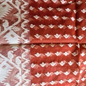 Brand New with Tag Brown & White Bengal Handloom Cotton Jamdani Saree